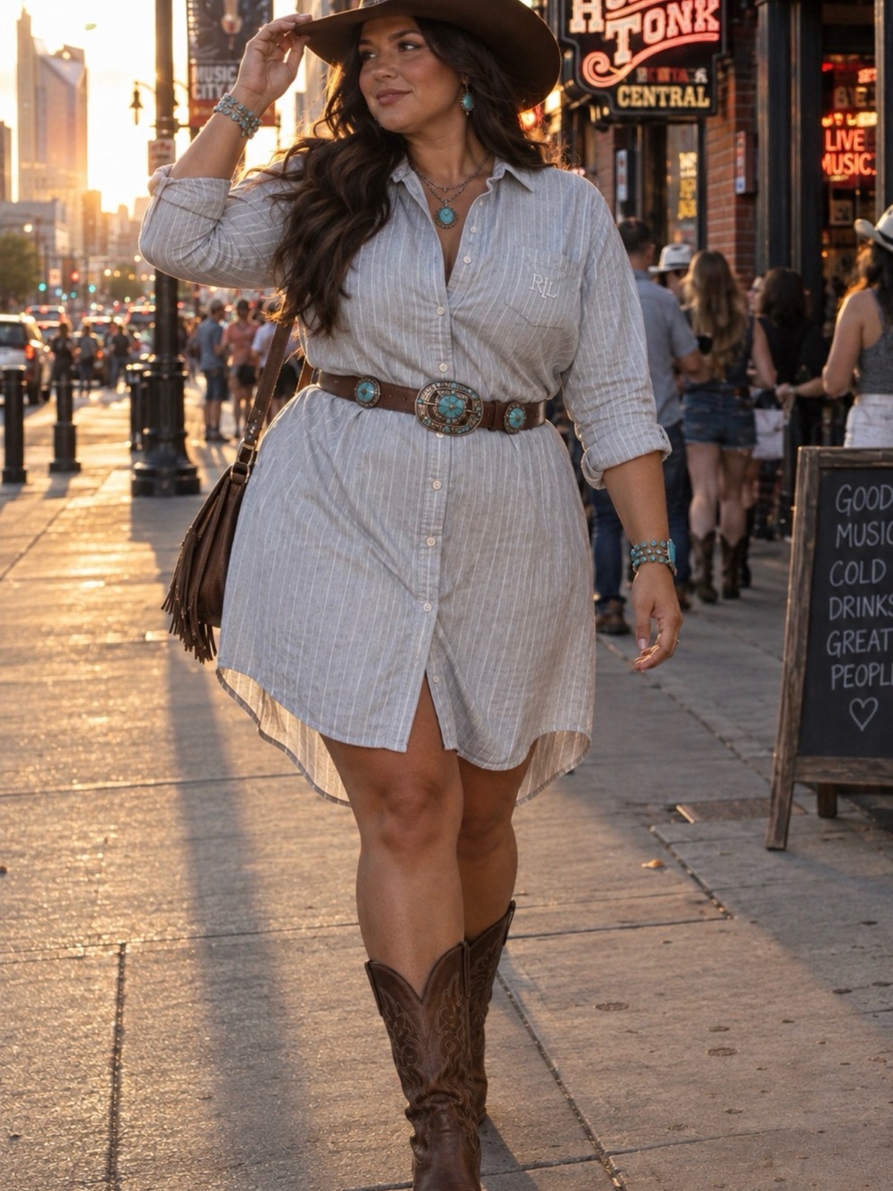 Ralph Lauren 2X Plus Size Striped Button Front Shirt Dress